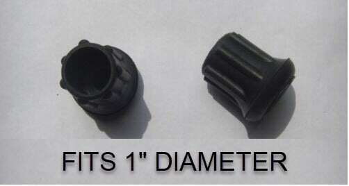 2 Rubber Tips Metal Reinforced - For Canes Crutches or Table Legs 1" Diameter