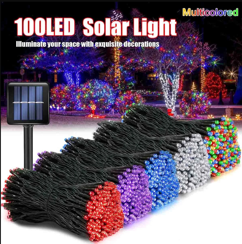 Led Solar Powered String Lights Halloween Christmas Waterproof Garden Decor