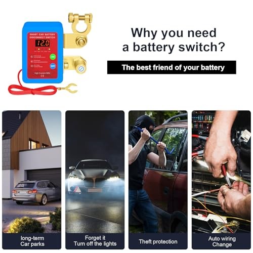 Remote Battery Disconnect Switch 12V, 240A Kill Switch for Car with blue