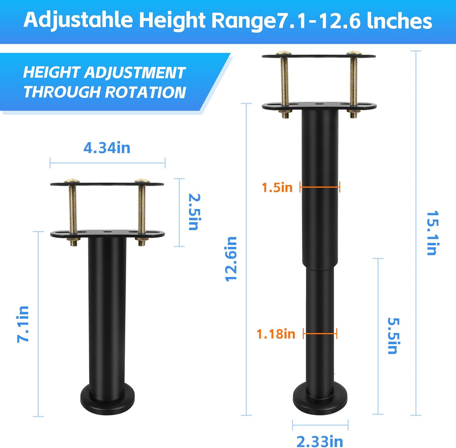 2-Pack Bed Frame Support Legs Stabilizer Replacement Universal Slat Reinforce...