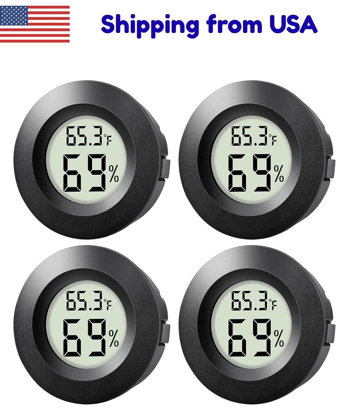Mini Hygrometer Thermometer 4-Pack Indoor Outdoor Digital Humidity Sensor