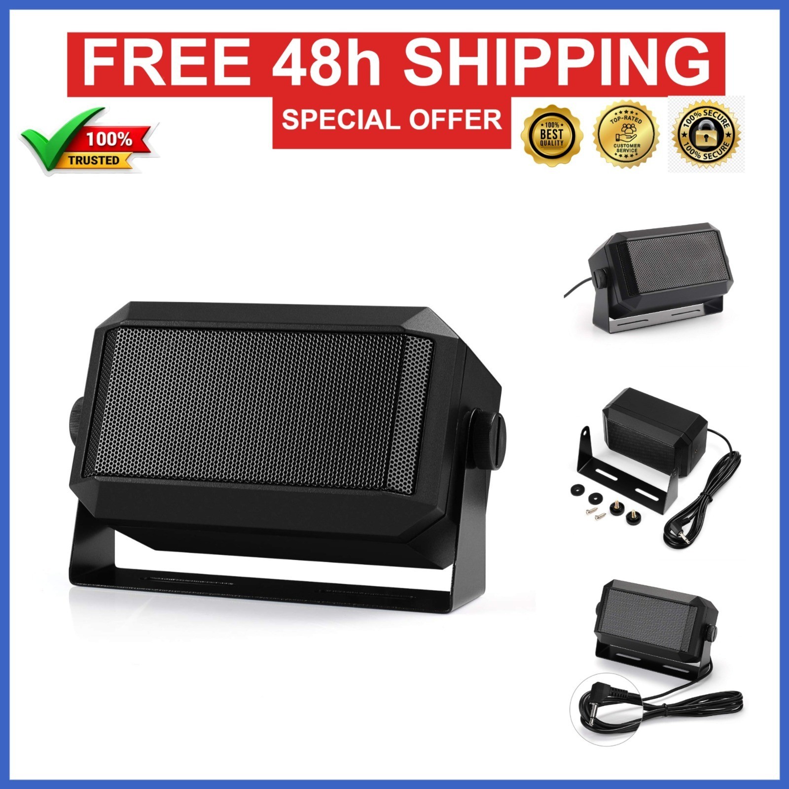 Radioddity Mini External Speaker for Mobile Radio Car Transceiver 5W