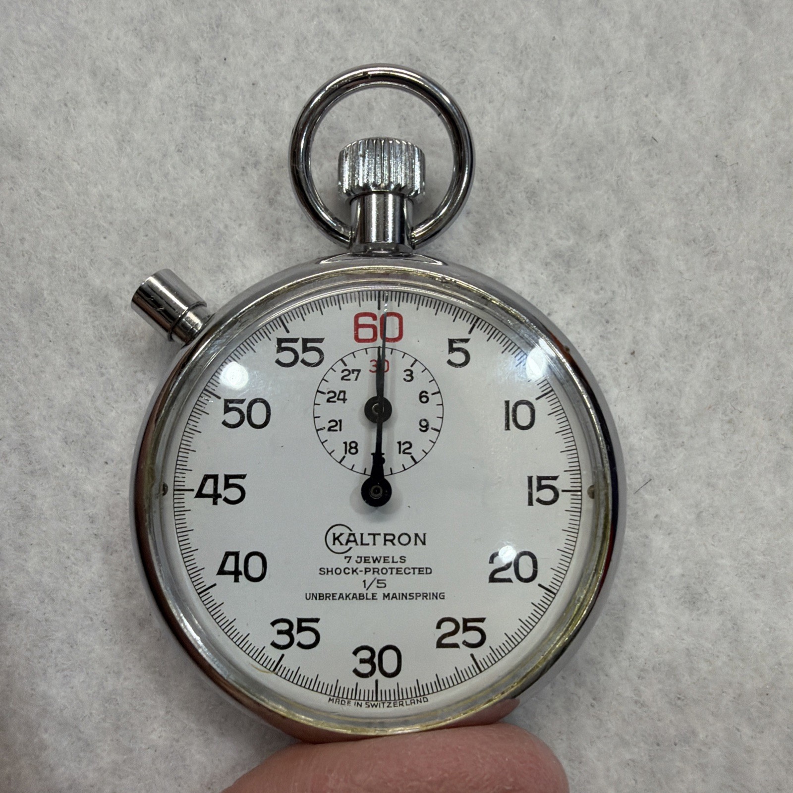 Vintage Kaltron Mechanical Stopwatch, Shock Protected, Swiss Made, Works W/box