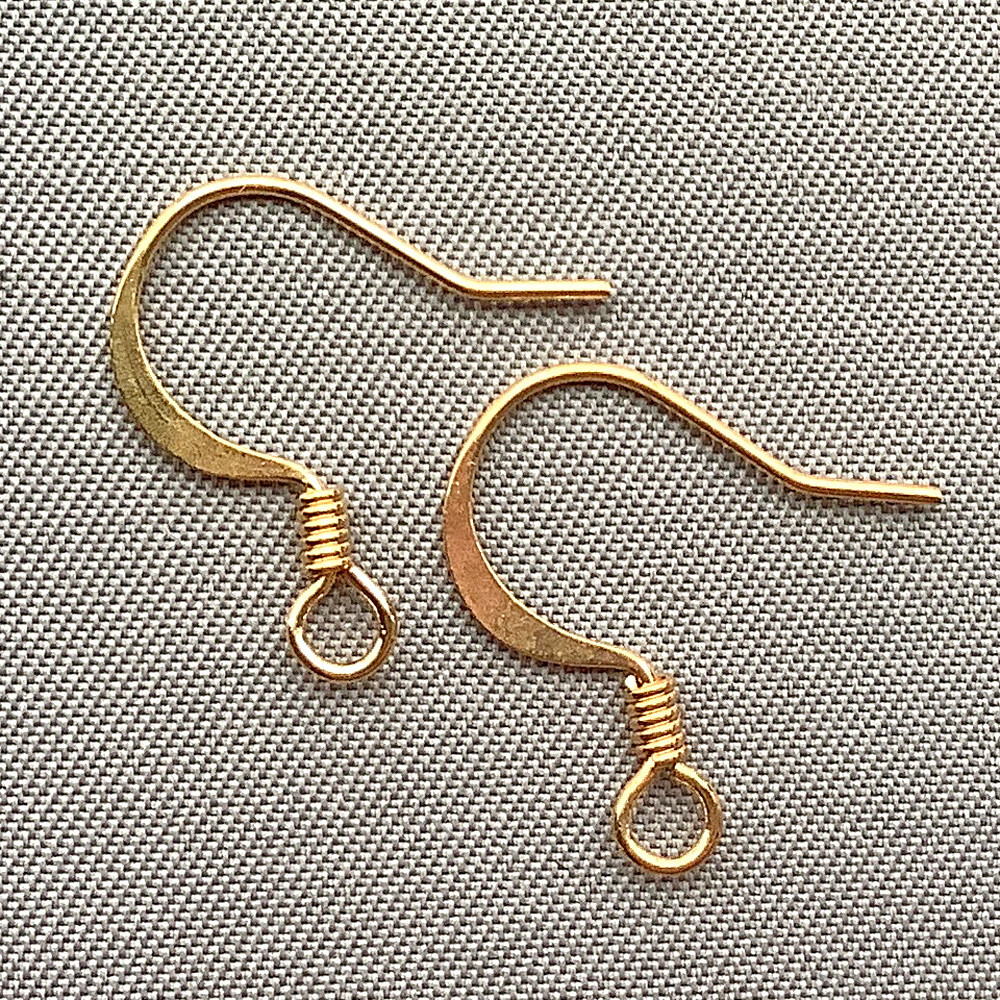 French Hook Flat Coil Earwires 18x14mm 22ga Gold Plated Alloy Q20 Pairs Per Pkg
