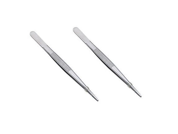 2 PAIRS of Stainless Steel Sewing Machine Straight Tweezers For EZ Threading