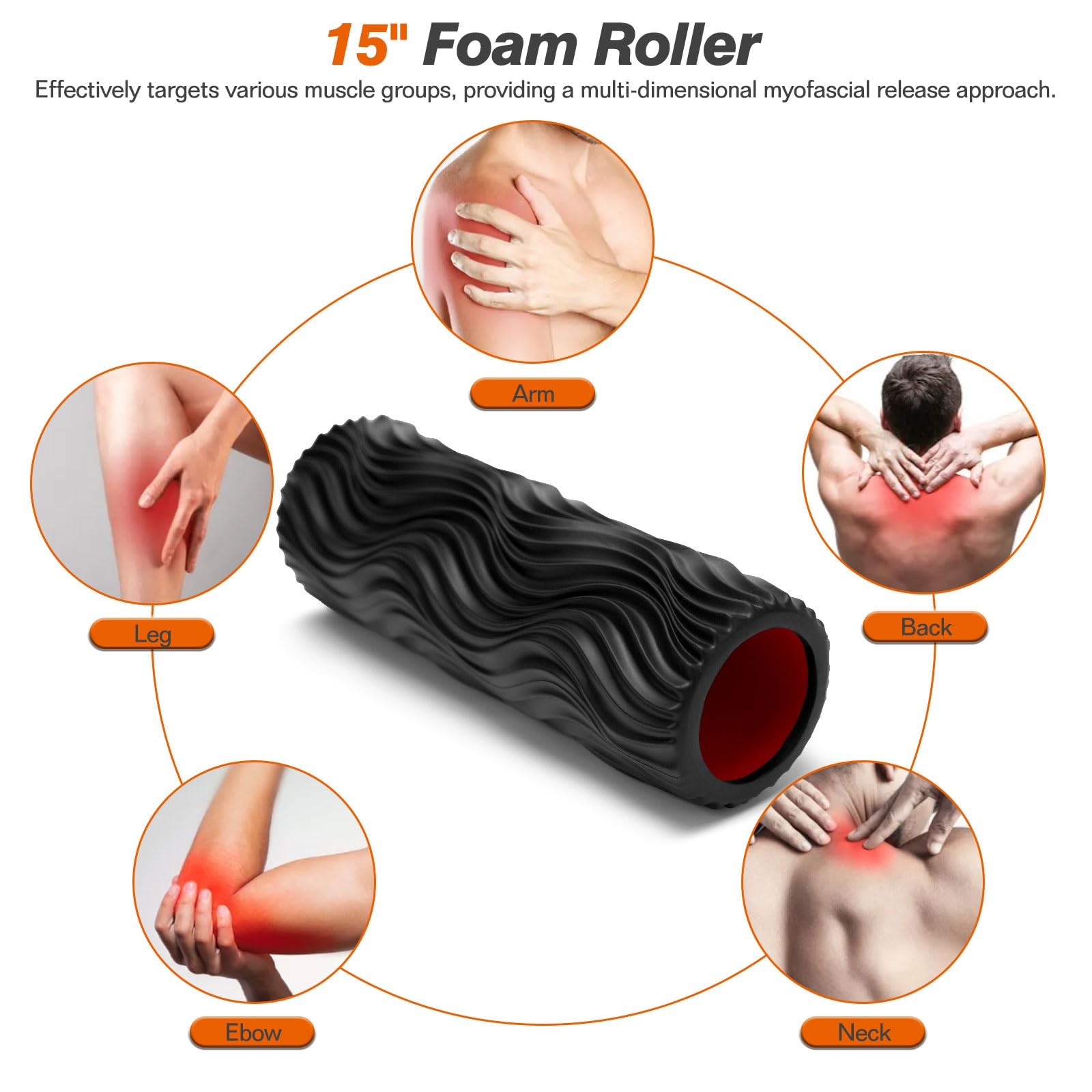 5 in 1 Foam Roller Set - Trigger Point Foam Back Roller, Muscle Roller Stick,...