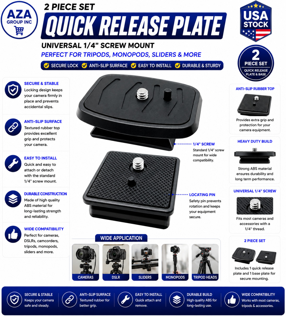 Camera Quick Release Plate 43 mm Tripod