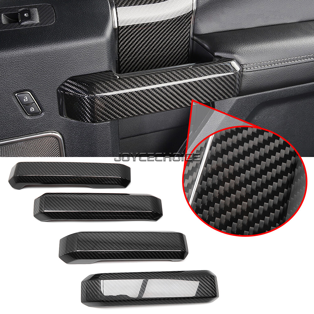 For Ford F150 F-150 Raptor 15-20 Real Carbon Fiber Inner Door Handle Cover Trim