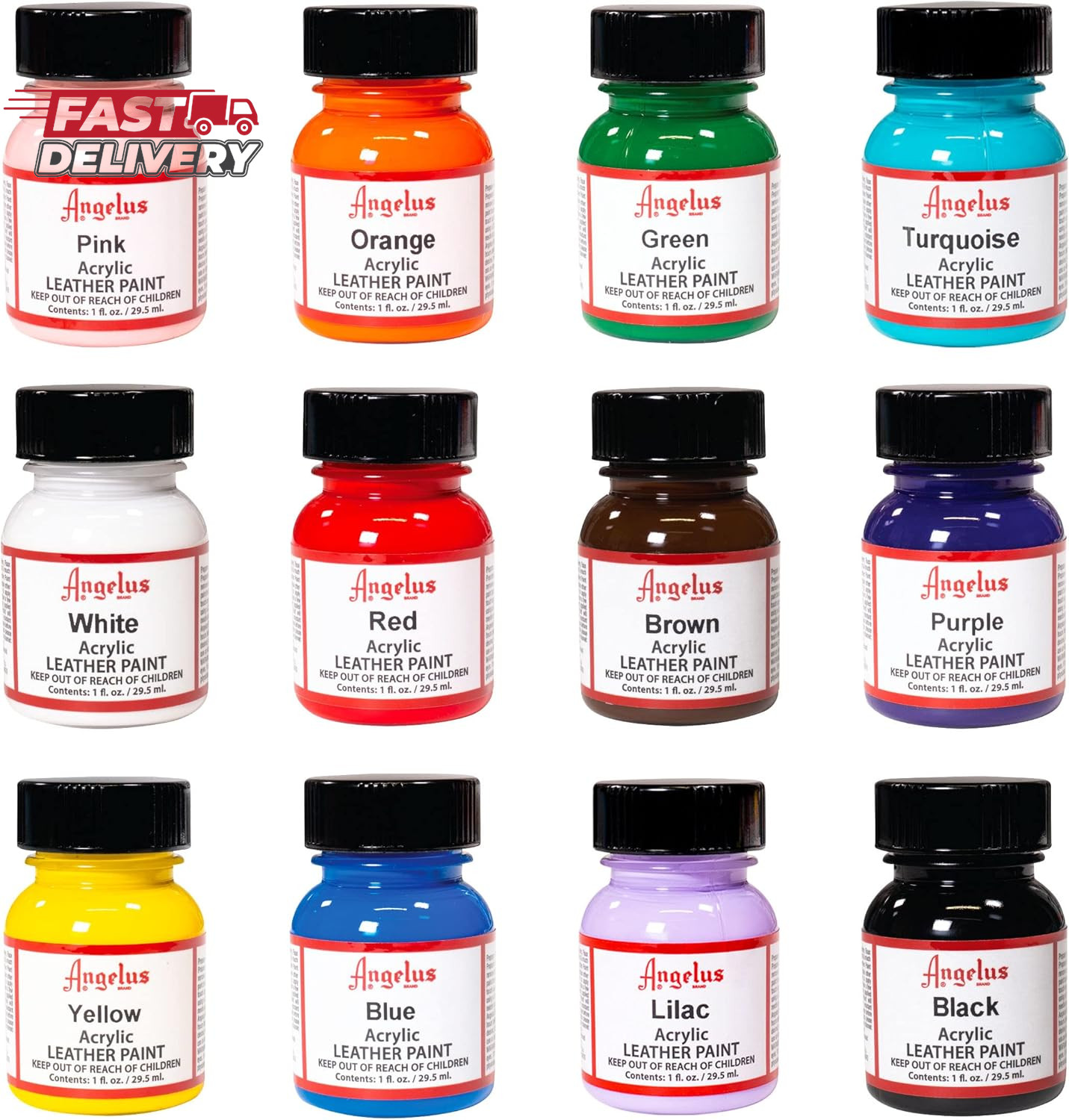 Angelus Acrylic Leather Paint, Best Sellers Kit, Flexible Paint for Shoes, Sneak