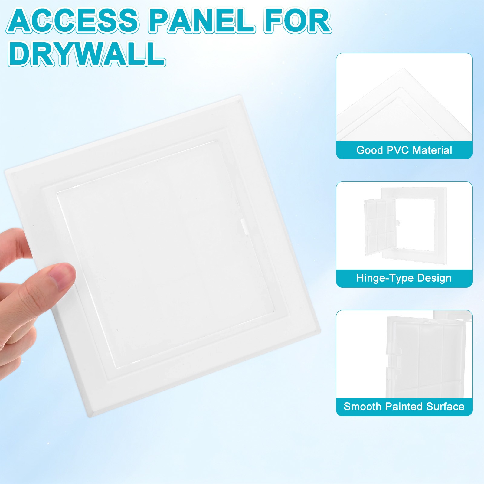 2-Pack Access Panel for Drywall, 4.9x5" Plastic Wall Hole Cover [White]