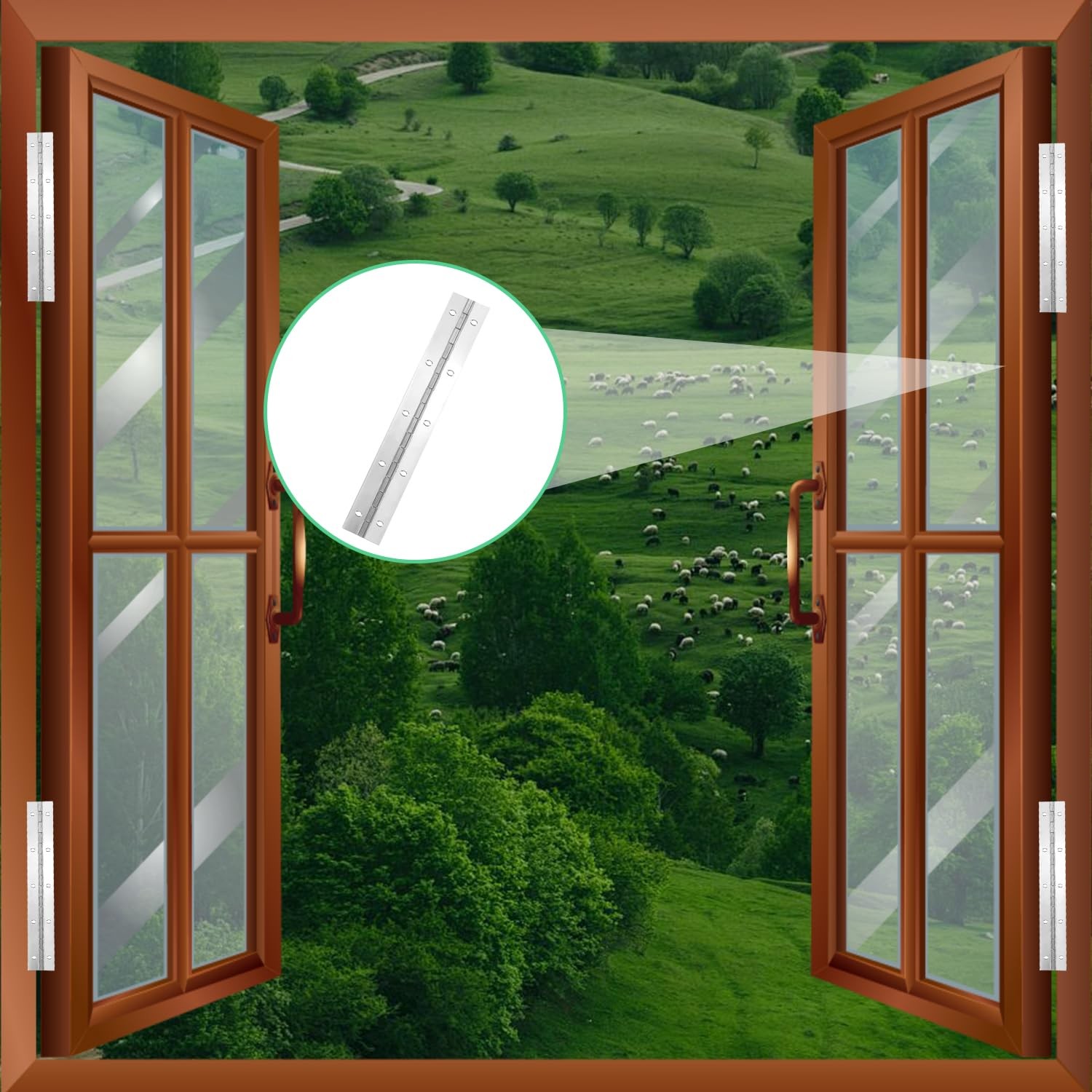 2Pack Silver Continuous & Piano Hinges 10 Inch x2 OpenWidth Heavy Duty with Hole