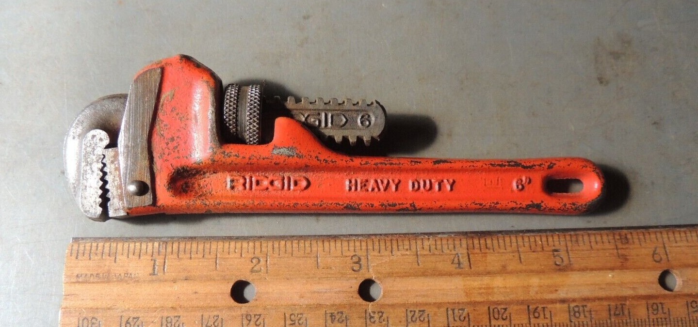 RIDGID 6" Pipe Wrench, RED, ALLOY STEEL, ELYRIA, O. USA, HEAVYV DUTY