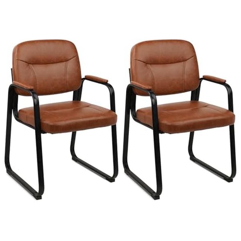 Comfortable Reception Chairs Set 2 Padded Armrest Modern Office Lobby Seating