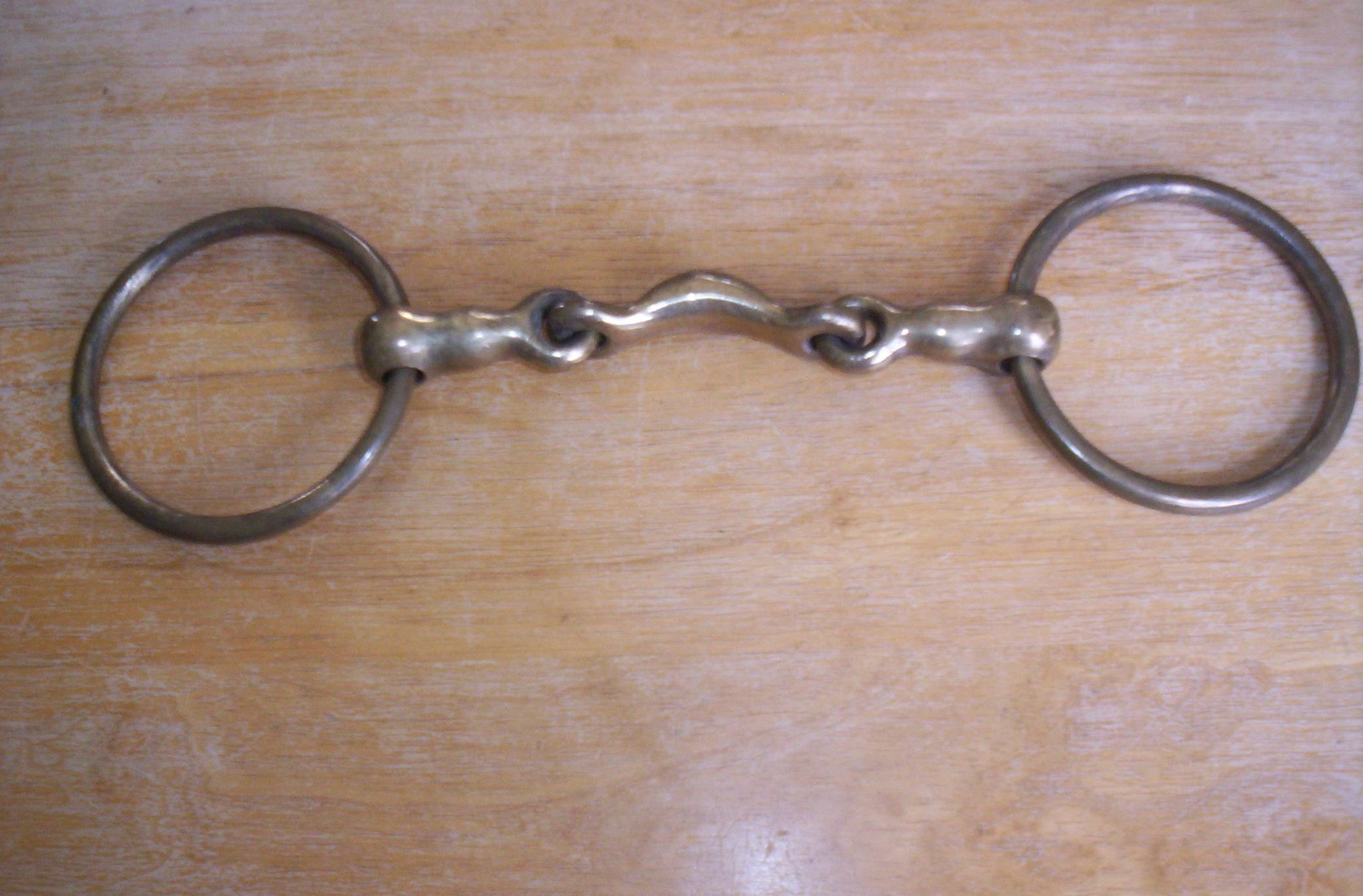 Used Brass Loose Ring Bit Half Moon Link 3 Piece Jointed Mouth  4 3/4" Mouth