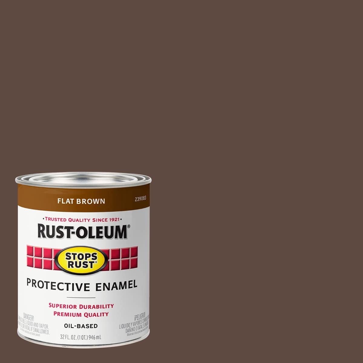 Rust-oleum Stops Rust Protective Enamel Paint 32 Fl Oz Flat Brown Durable Coa...