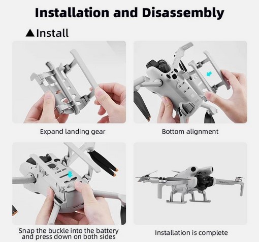BRDRC Heightened Foldable Landing Gear Accessory For DJI Mini Pro Drone - NEW