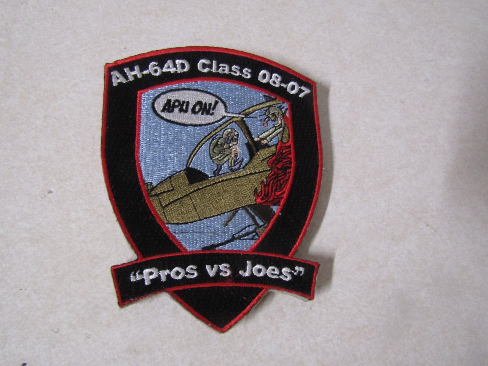 MILITARY PATCH HOOK & LOOP AH-64D CLASS 08-07 PROS VS JOES