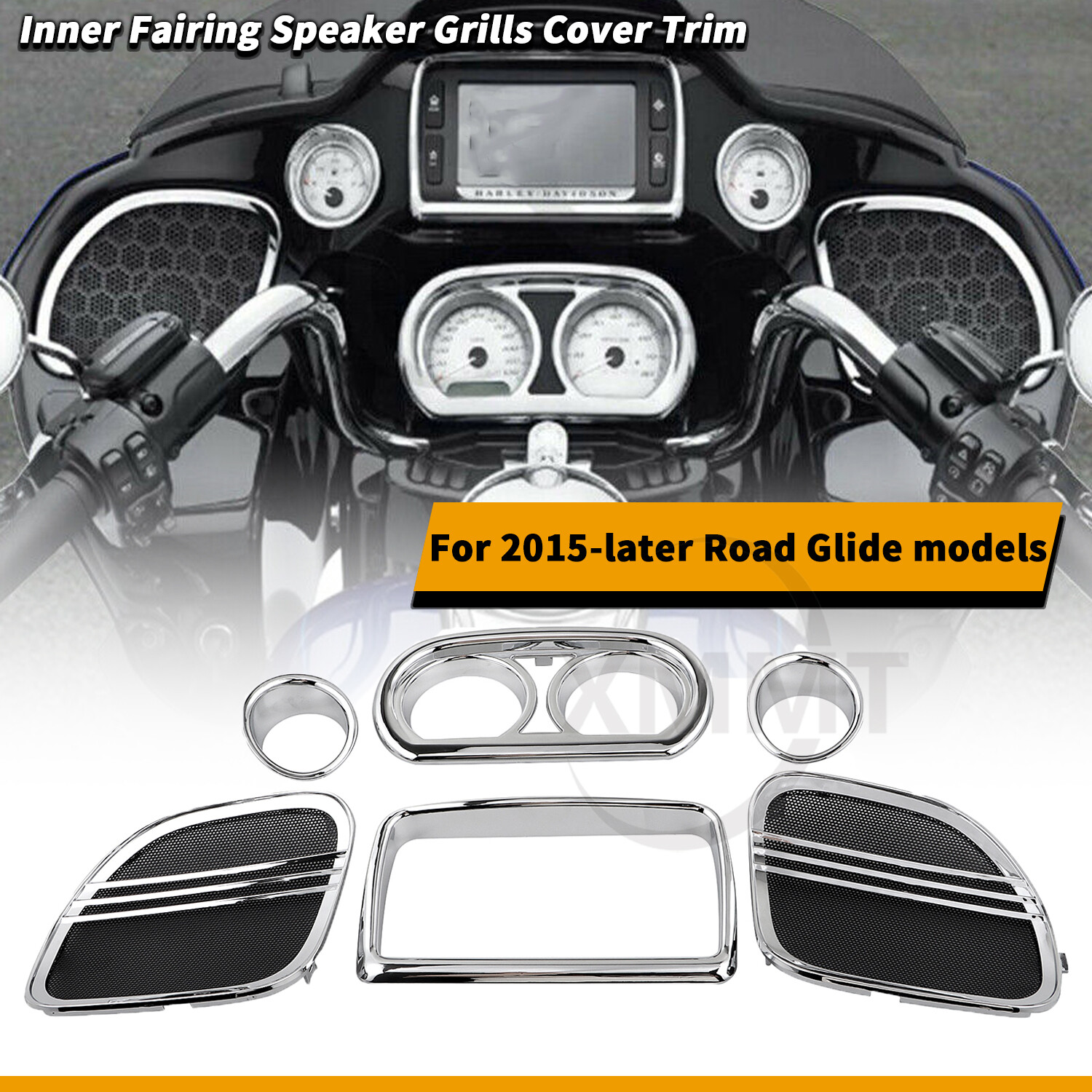Inner Fairing Speedometer Radio Speaker Trim Kit For Harley Road Glide 2015-2022