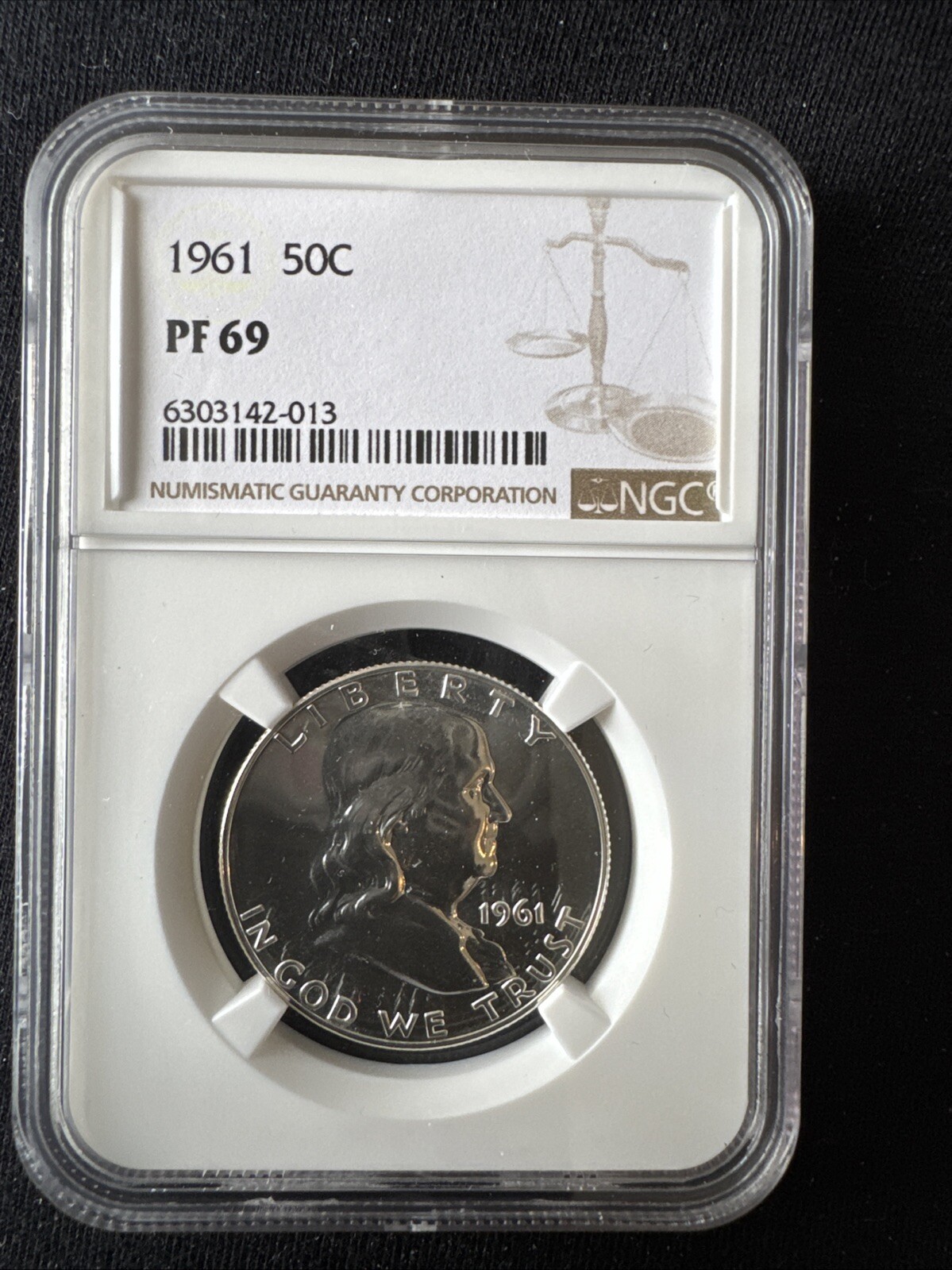 1961 Proof Franklin Half Dollar 50c NGC PF69 (PR69) 100% White & Spotless!