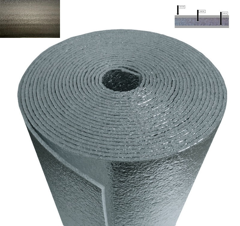 Reflective BLACK SILVER Foam Insulation Thermal HEAT Shield 24" x 8ft Barrier