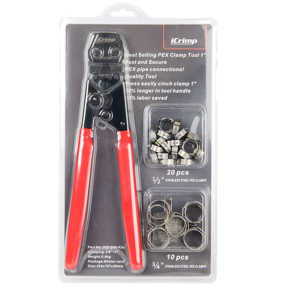 iCrimp PEX Pipe Clamp Cinch Tool Crimping Tool Crimper for Stainless Steel Cl...