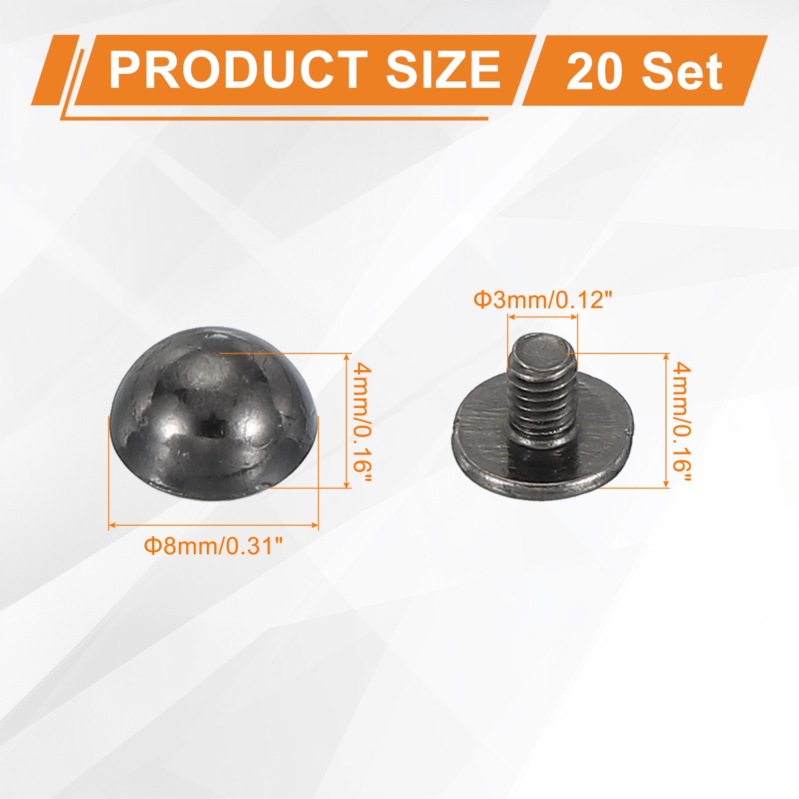 For Craft, 5/16\" Tip Studs, 20 Black Screw Set