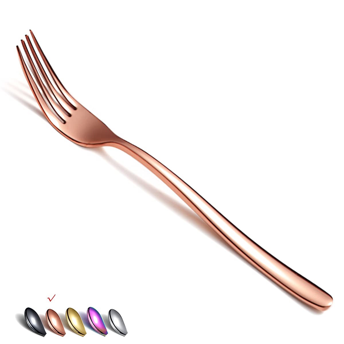 Copper Dinner Forks 6 Piece, Stainless Steel 8'' Forks Silverware Set, Desser...