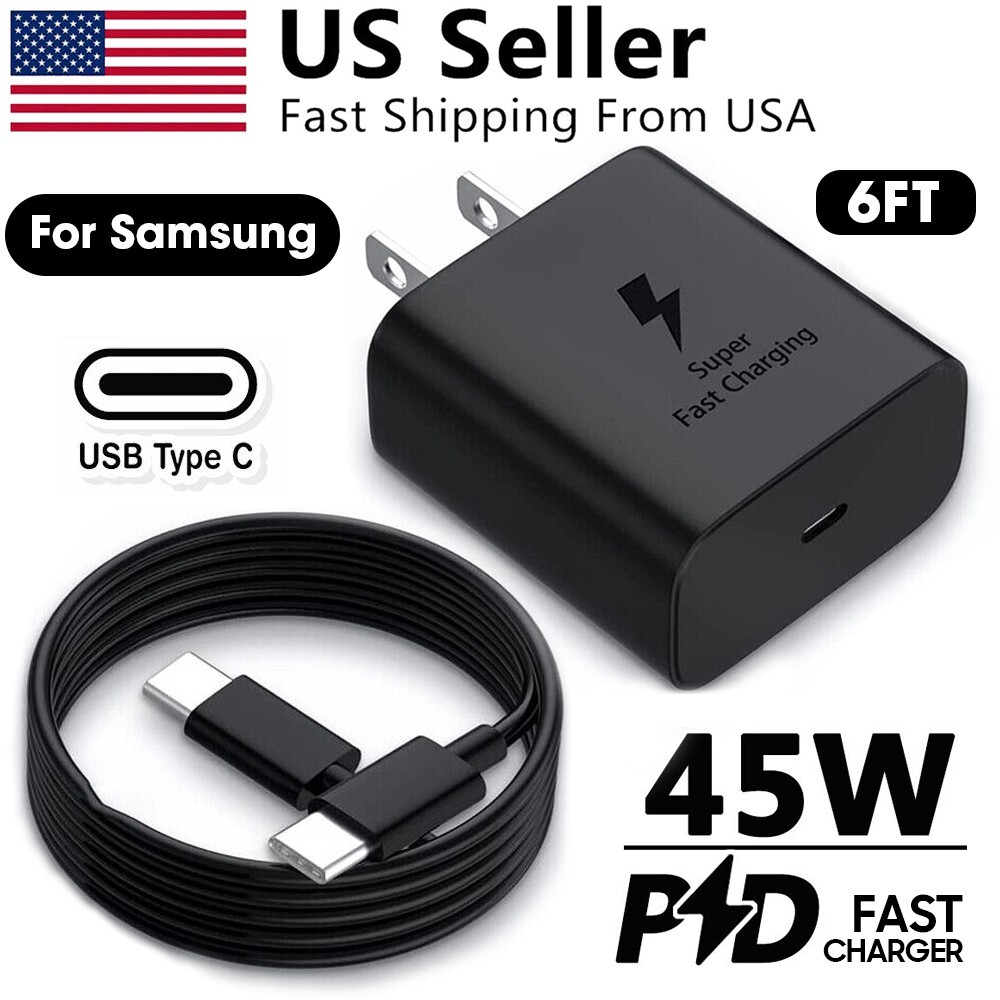 45W Type USB C Super Fast Wall Charger +6ft Cable For Samsung Galaxy S21 S22 S23