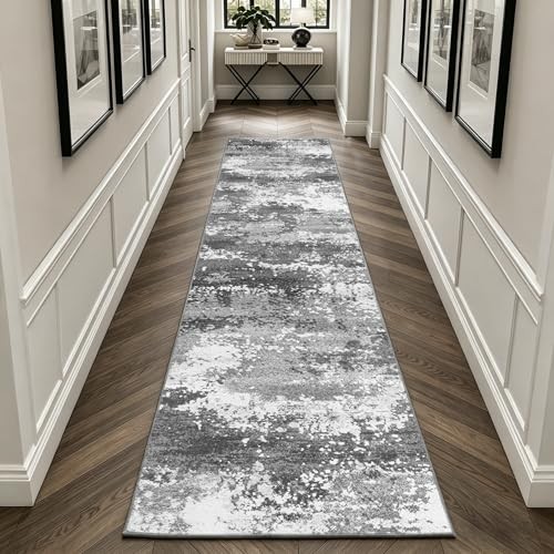 2x10 Hallway Runner Rug Non Slip Washable Grey Entryway Rug Runner with Rubber