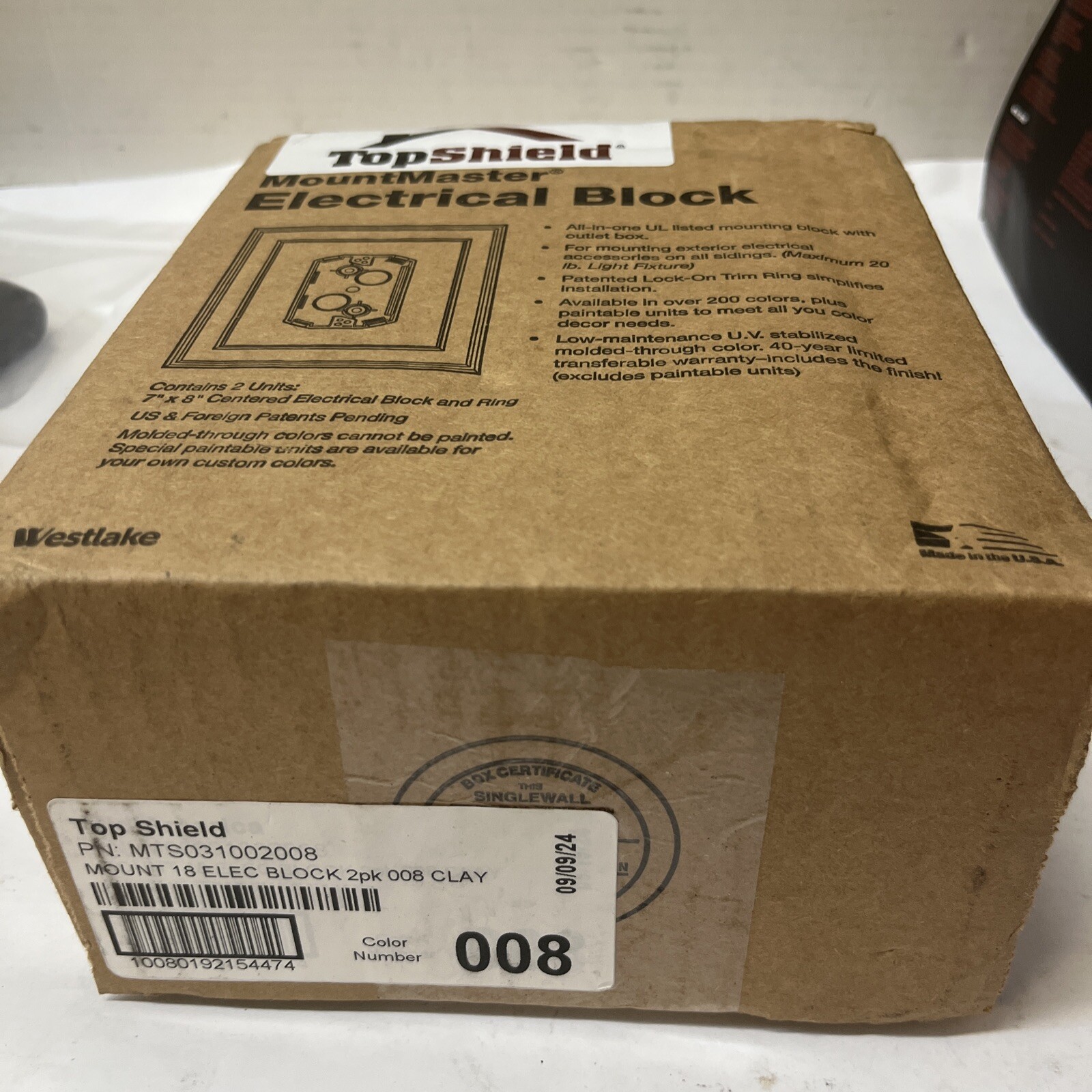 Top Shield Elec Block 2pk 008 Clay