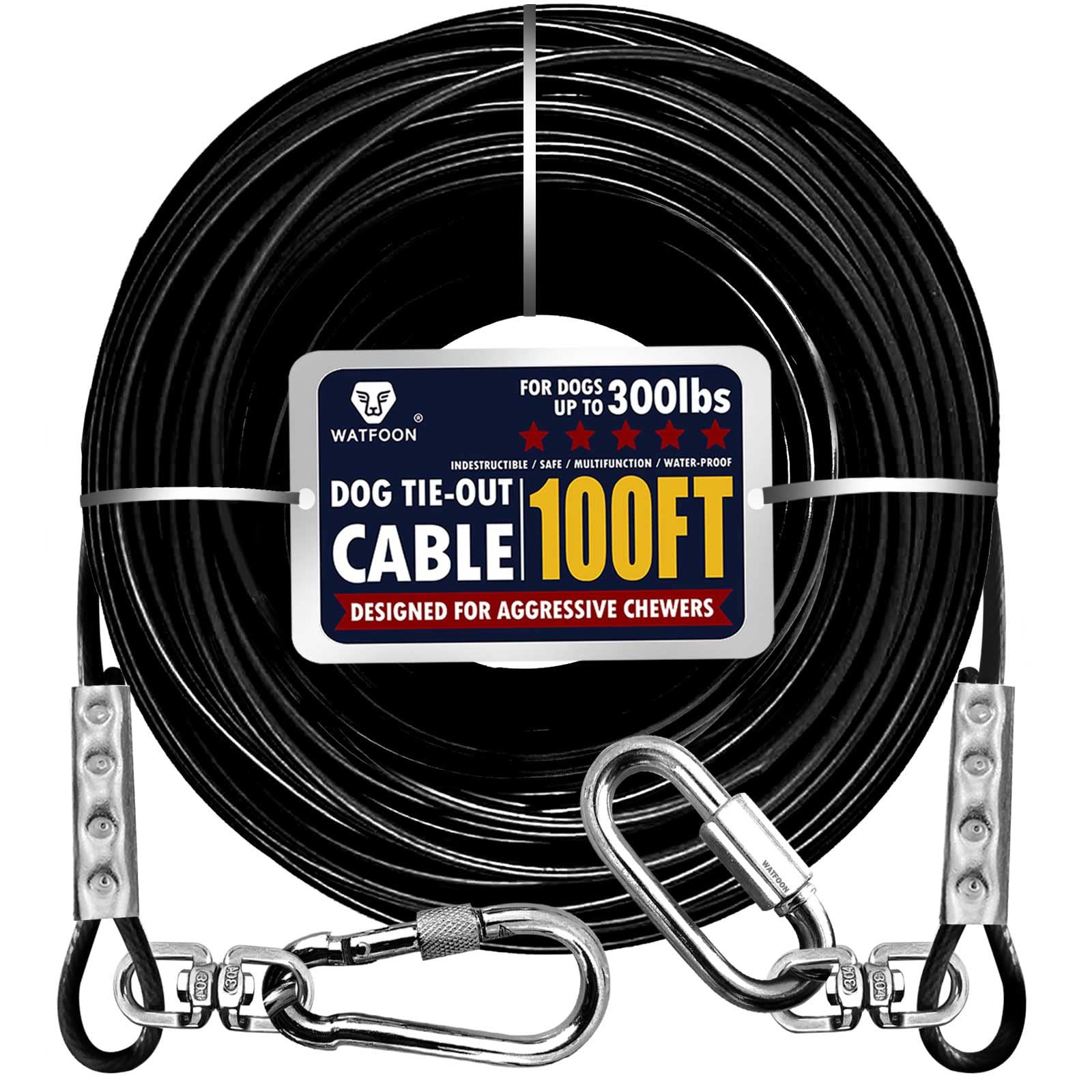 Extra Strong 100ft Tie Out Cable Chains for Dogs up to 300 Pound 1000+Pound B...