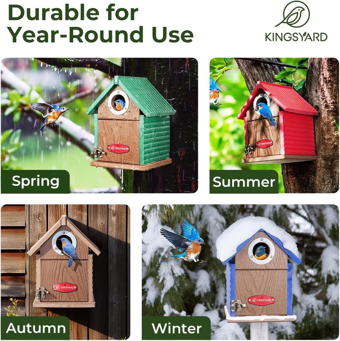 Recycled Plastic Weatherproof Bird House Clear View Panel Predator Guard