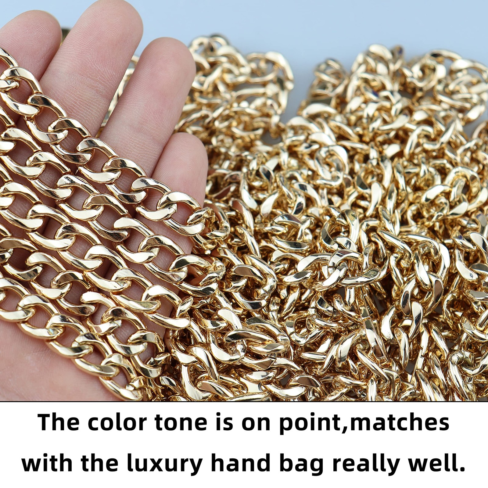 7.9" (20cm) Purse Chain Strap Extender, Sturdy Flat Iron Replacement Chain wi...