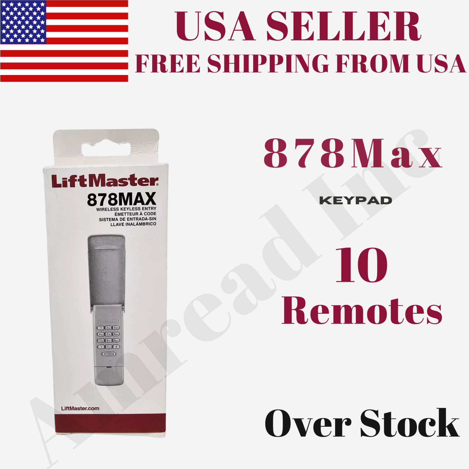 10 Pack LiftMaster 878MAX Wireless Keypad Remote Security+ 2.0 Garage Opener