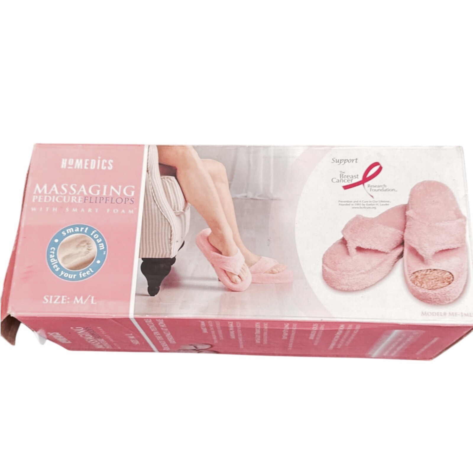 Homedics Massaging Pedicure Flip Flops with Smart Foam Size M/L