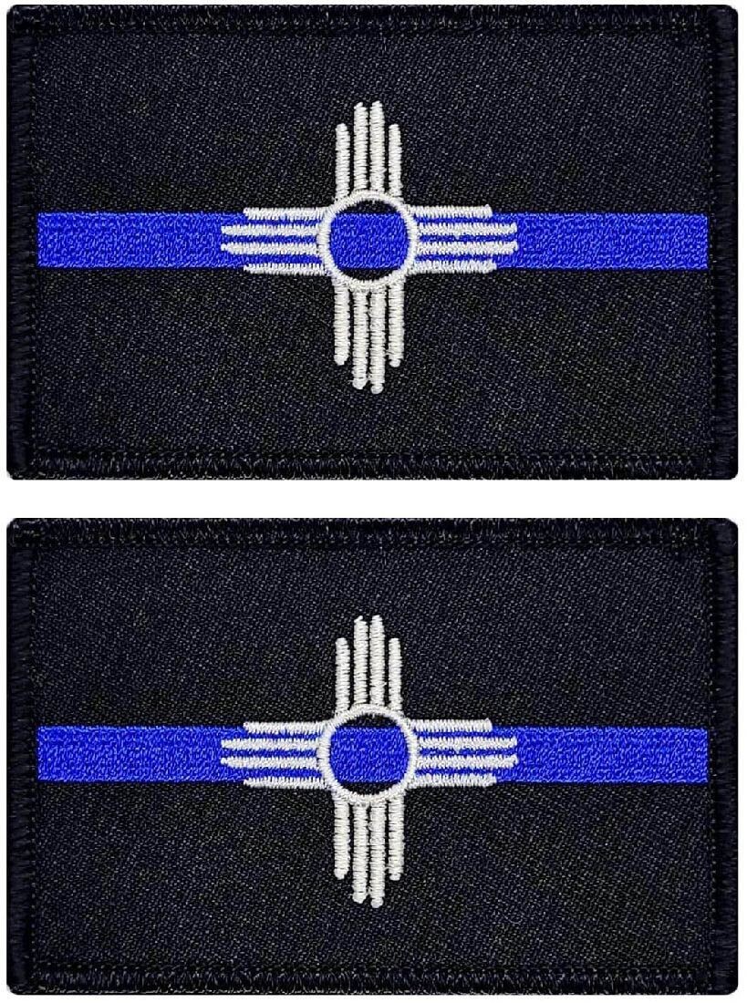 New Mexico State Flag Thin Blue Line Patch  | 2PC HOOK BACKING  3"x2"