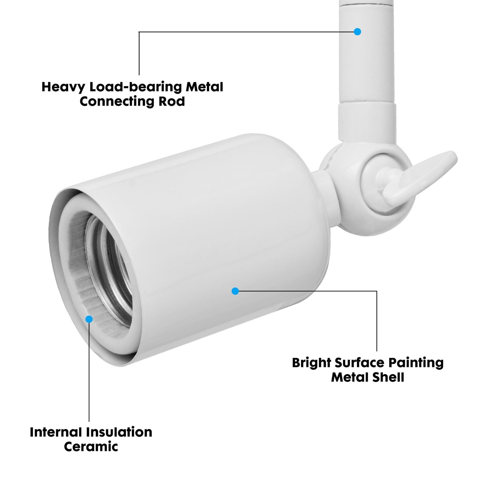 Light Socket Extender 2-Pack, 360° Adjustable E26/E27, 1250W | Indoor/Outdoor