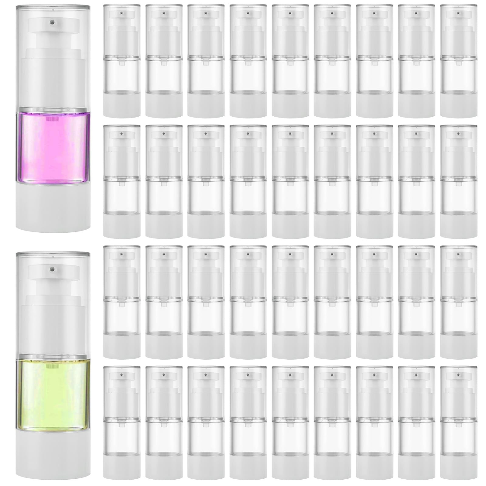 40 PCS 0.5 Oz 15ml Airless Pump Bottles Travel Size Empty Pump Bottle Lotion ...
