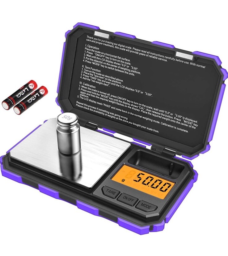 Purple Digital Pocket Scale 200g x 0.01g Jewelry Gold Gram Herb Karat Weight