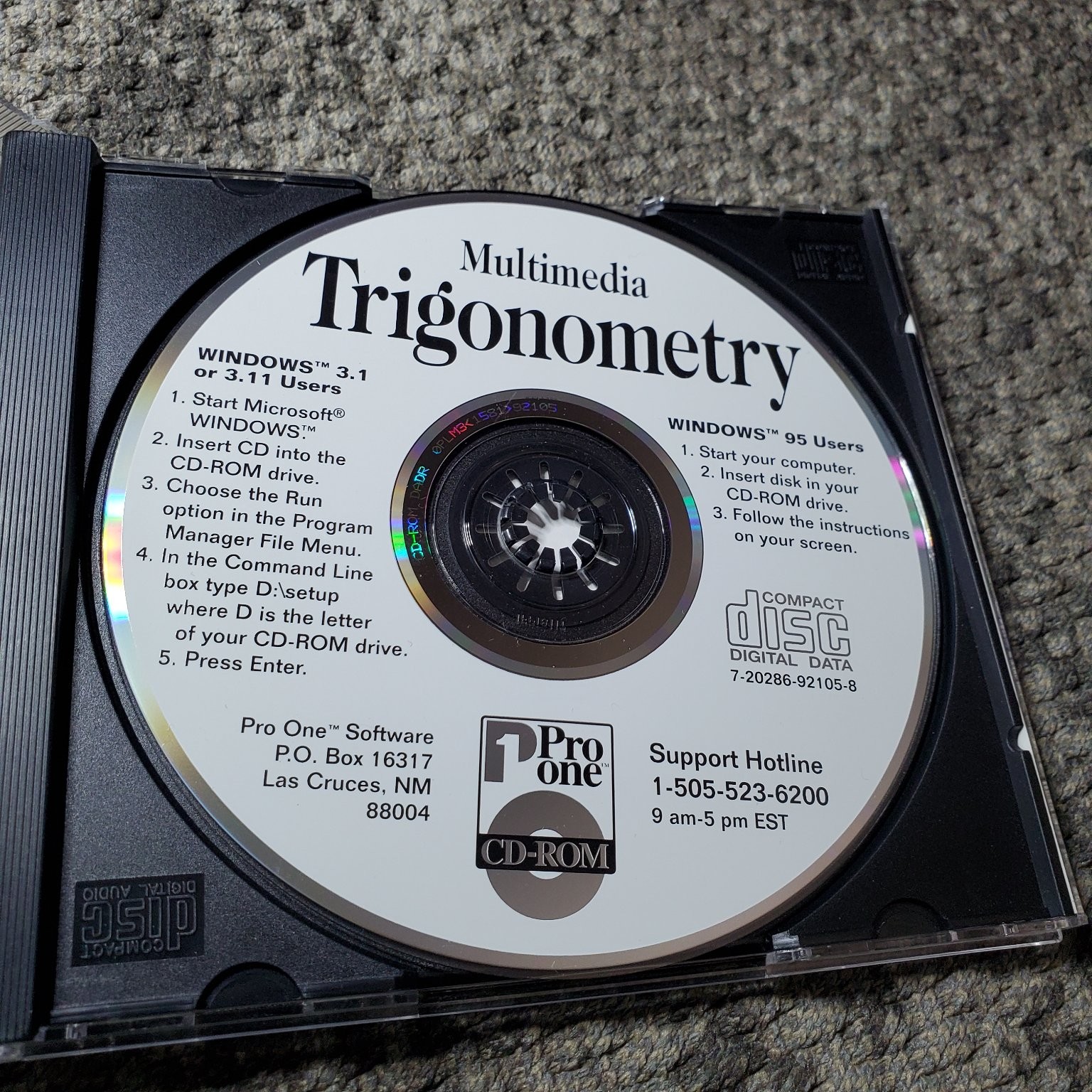 Pro One Software – Multimedia Trigonometry CD-ROM 1995 IBM Windows Education