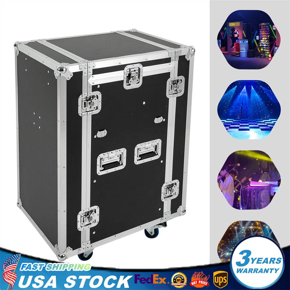 14U PA DJ Rack / Road Case Slant Mixer Top Rack with 2* DJ Table Tops 661.39lbs