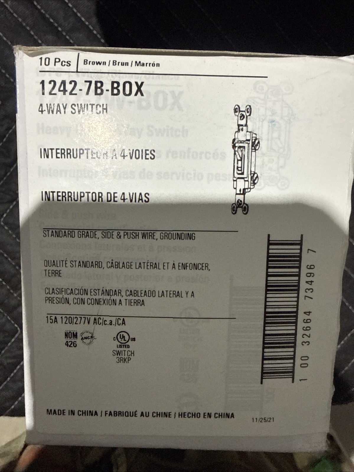 10pc Eaton 1242-7B-BOX 4-Way Switch 15A 120/277V Brown Standard Grade New Box