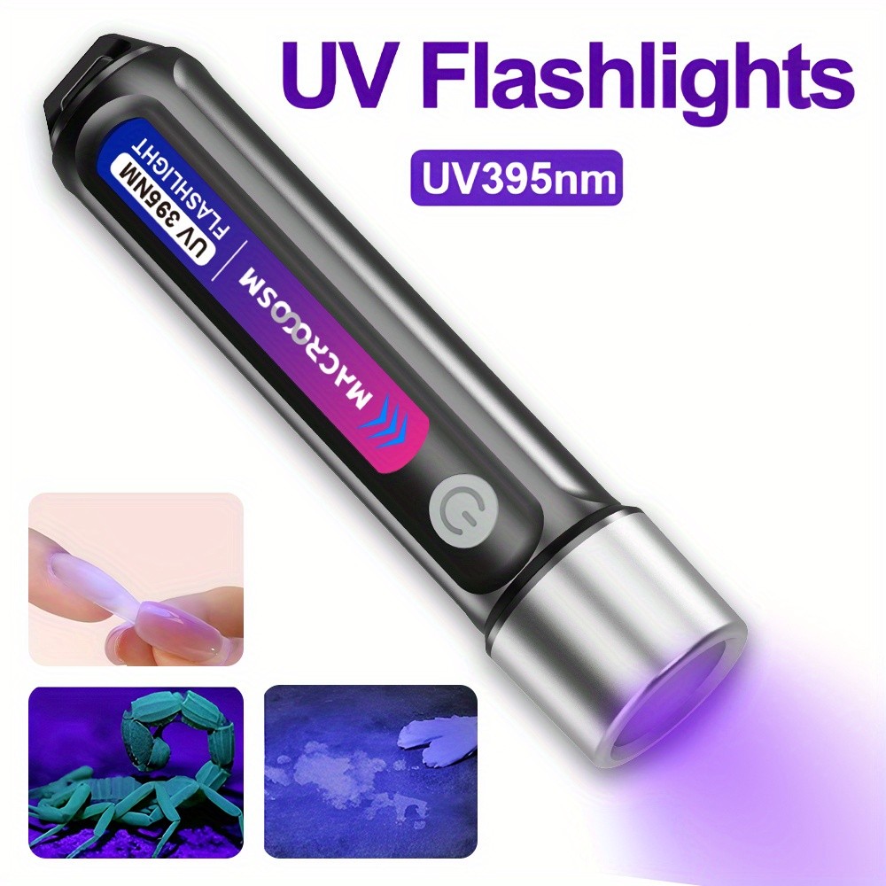 1/2 Pack 395nm UV Light Blacklight LED Flashlight Lamp -USB Rechargeable USA