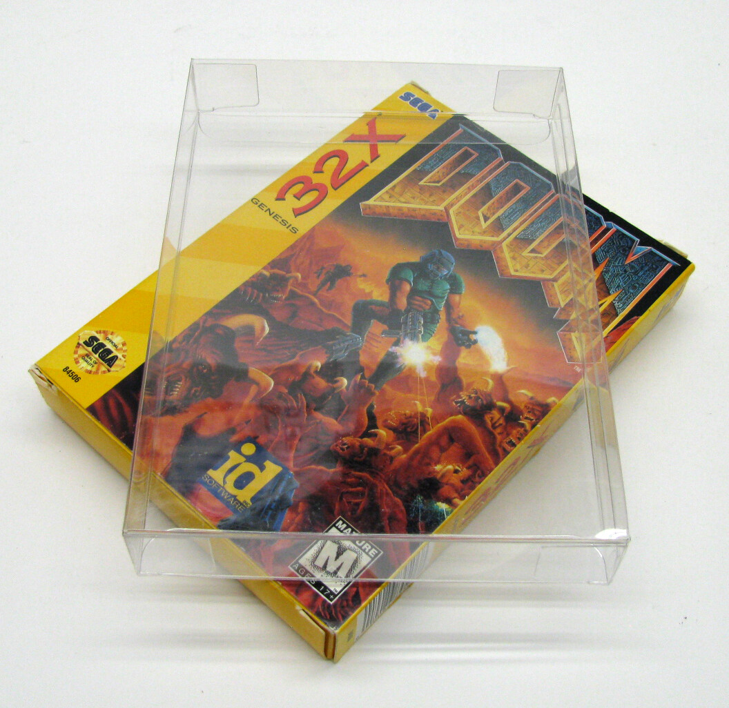 Clear Display Protective Box Protector Sleeve Case For Sega Genesis 32x Cib Game