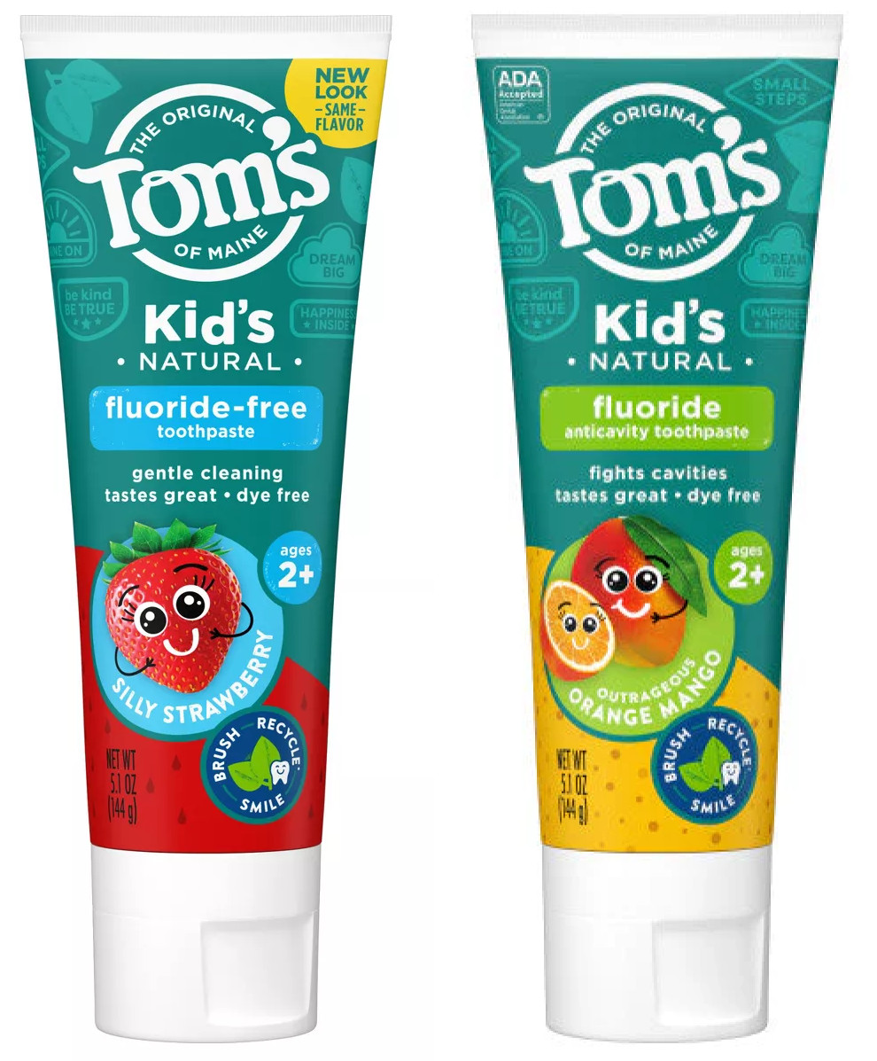 Tom's of Maine Anticavity Kids Natural Toothpaste Silly Strawberry, Orange Mango