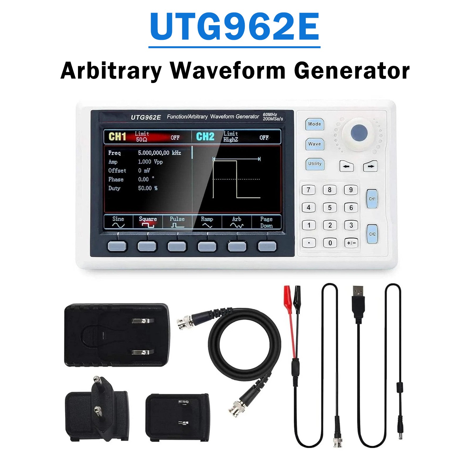 UTG962E Arbitrary Waveform Generator Function Generator Kit 60Mhz 200MSa/s B9
