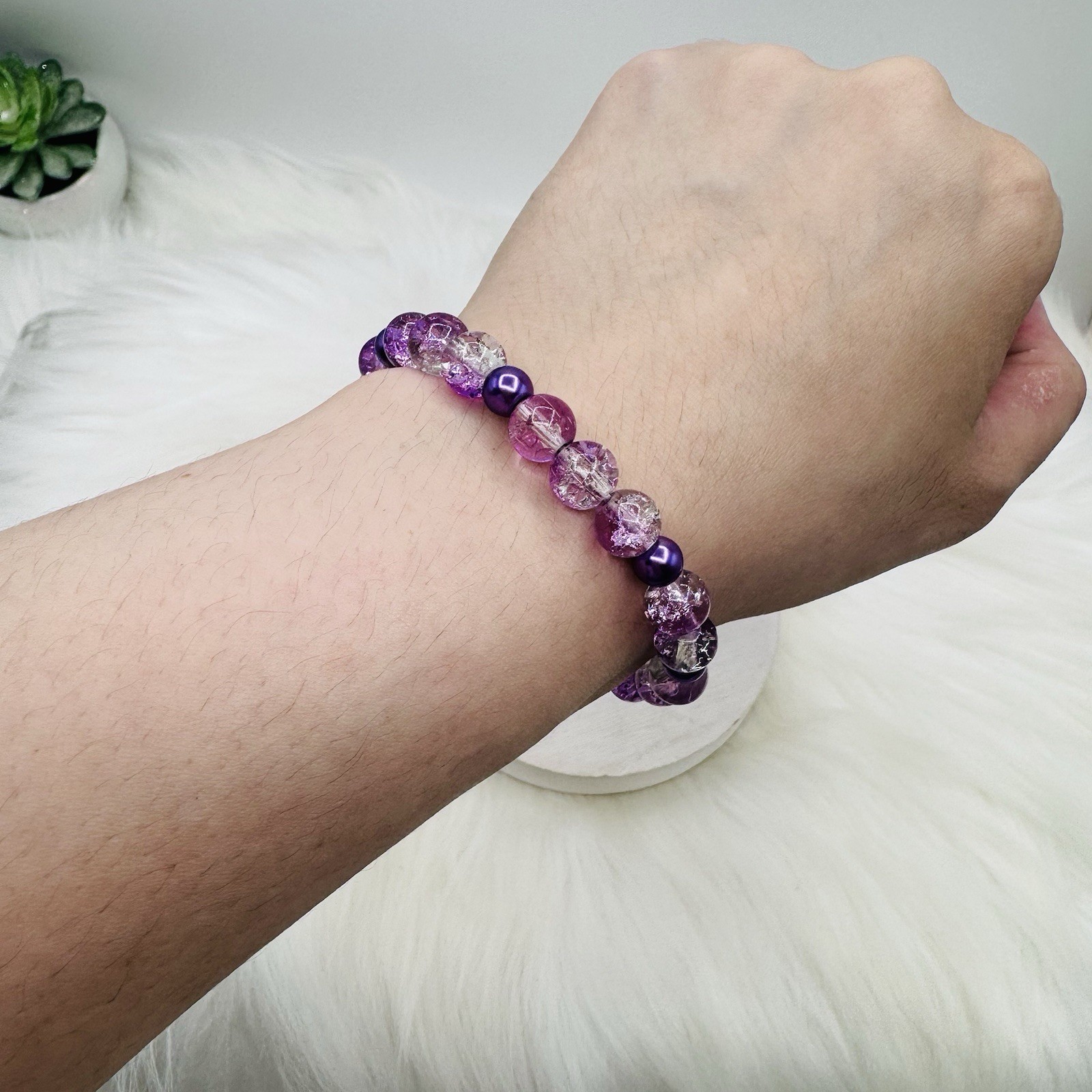 Gradient Glass Beaded Bracelet Style A Purple