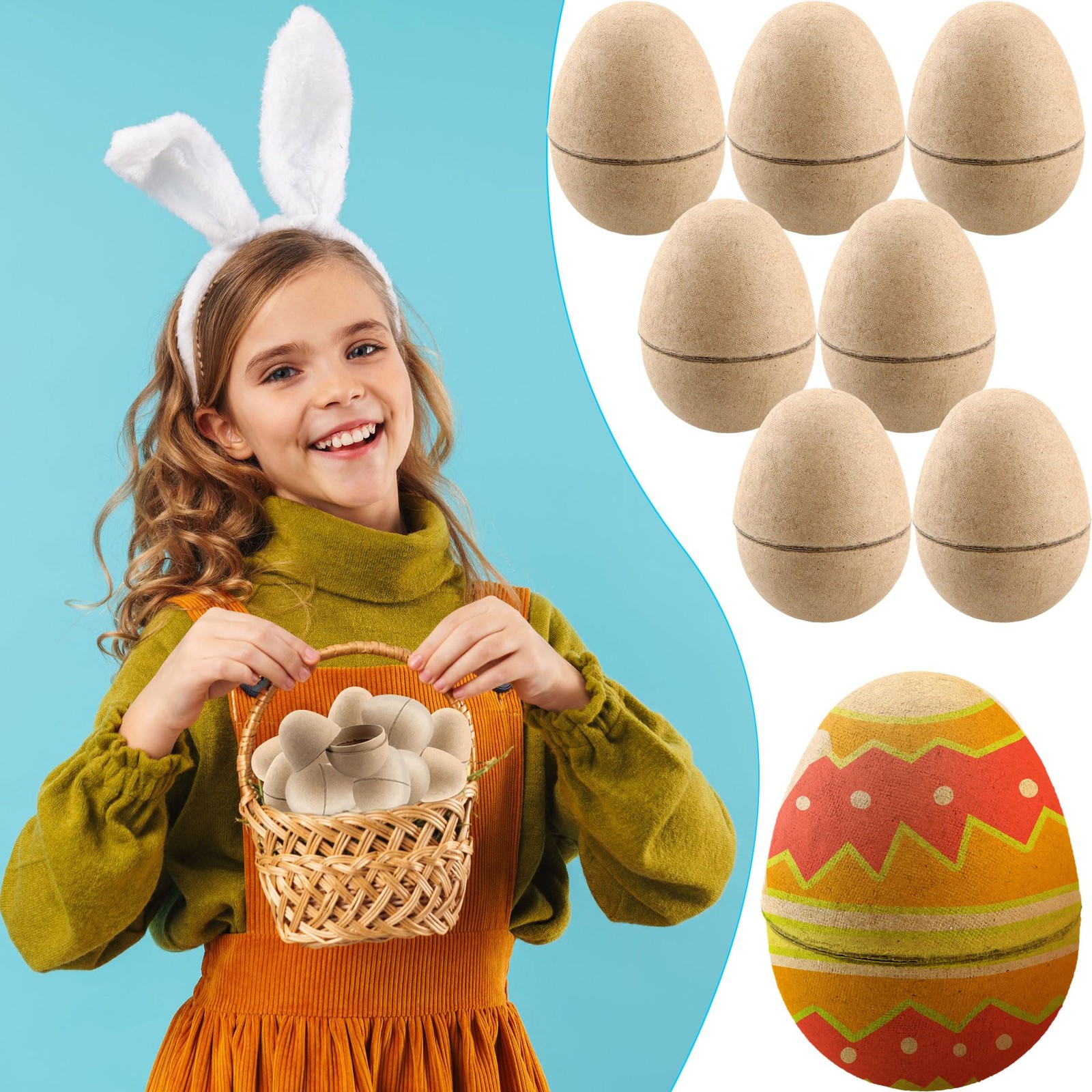 70 Pcs DIY Paper Mache Easter Eggs 3.2 Inch Empty As Shown
