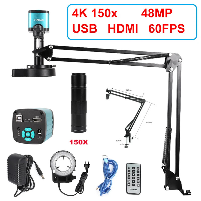 48MP USB Industrial Video Digital Microscope Camera C Mount Len Cantilever stand