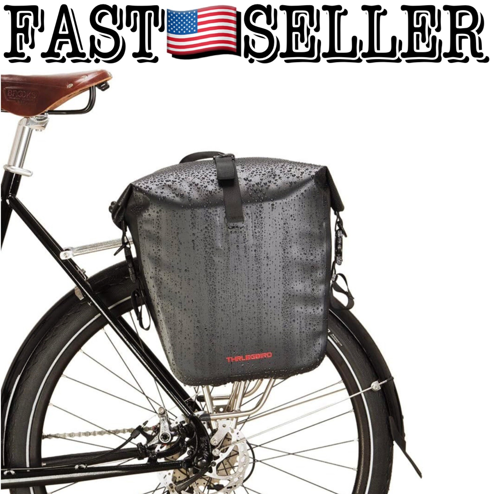 THRLEGBIRD Bicycle Pannier Bag Waterproof Bike Side Storage Adjustable - 20L